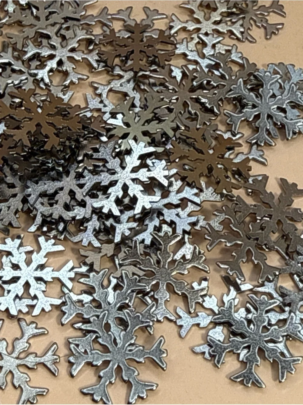 Silver Metal Snowflake Reusable Table Sprinkles with Magnet for Easy Clean Up